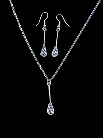 SSET - Silver Lacrosse Earring and Necklace Set